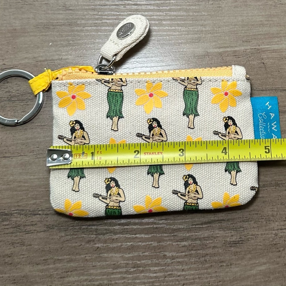 Hawaii Collection Hula Girl Small Zipper Pouch With Key Ring Travel. - Picture 4 of 4